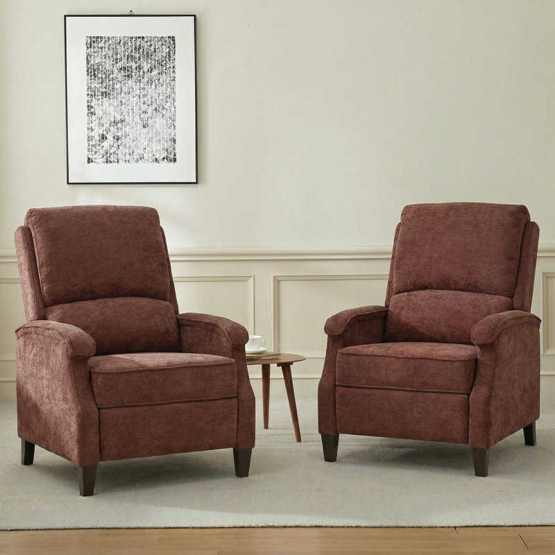 Arlan 30.3'' Wide Push Back Manual Sabri Chair, Rust Fabric