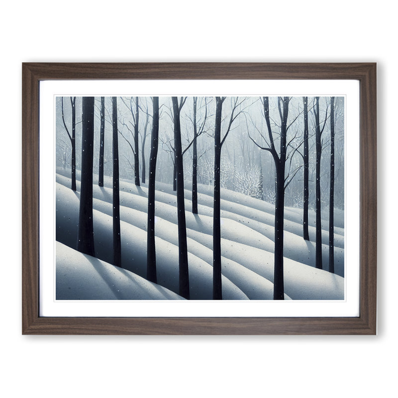 Dashing Winter Forest - Single Picture Frame Print, Walnut Framed, 34cm H x 46cm W x 2cm D