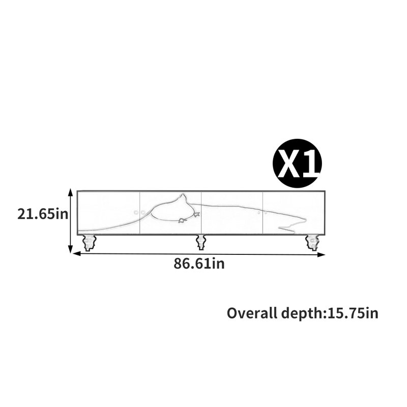 Meuble télé de style français, H 21,65 po x l 86,61 po x P 15,75 po