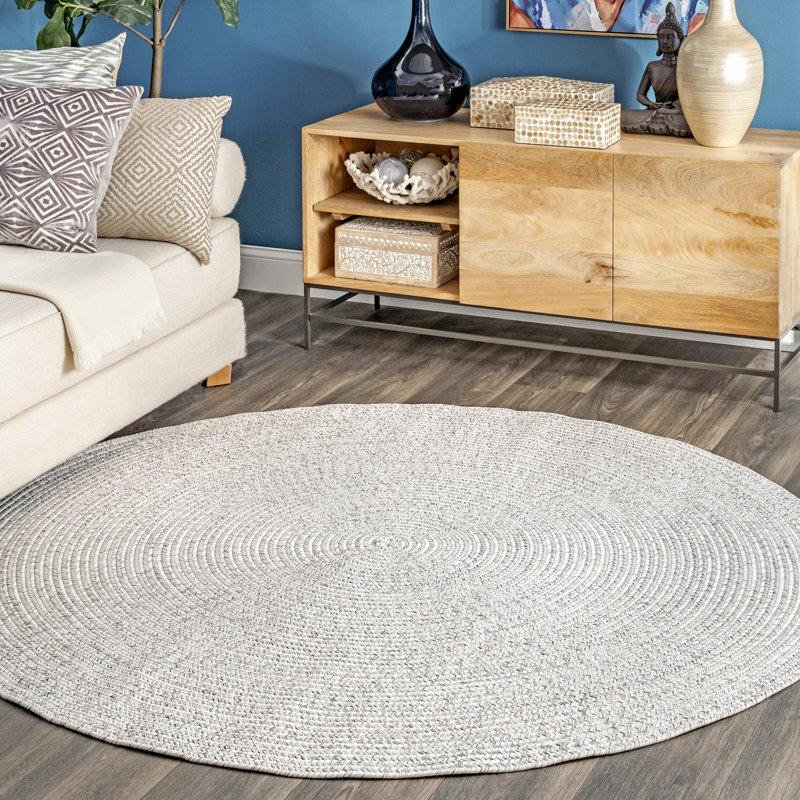 Luchezar Handmade Braided Ivory Indoor/Outdoor Rug, Round 4'