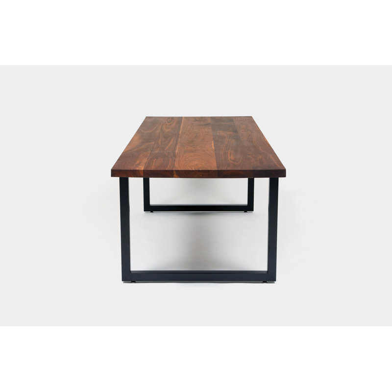 Gax Walnut Wood Dining Table, 36" W x 96" L, Polished Stainless Steel