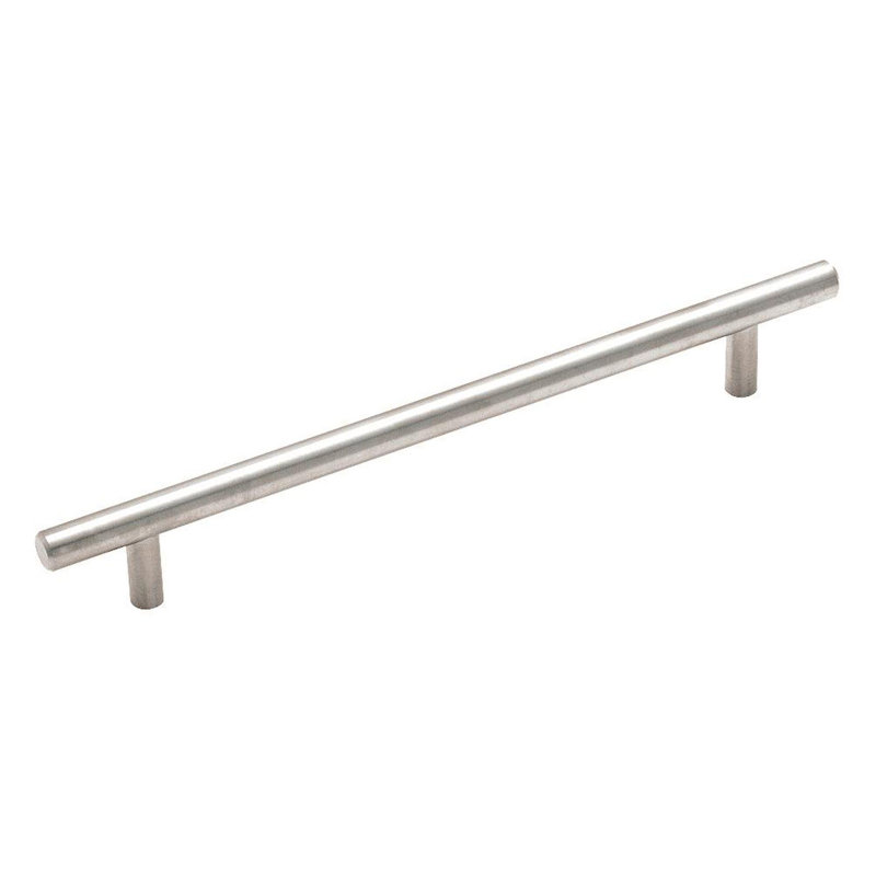 Poignée barre 7-9 / 16 po (192 mm) d'armoire de centre à centre en nickel sterling, Nickel massif, 7 9/16", 1