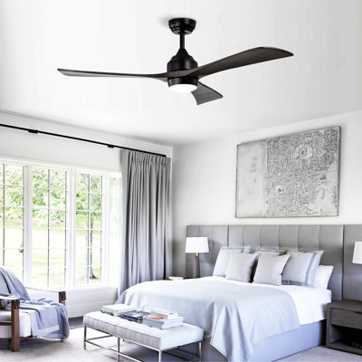 Ventilateur de plafond 52 po avec lumières, télécommande, ventilateurs de plafond silencieux à 3 pales à moteur à 6 vitesses, ventilateur de plafond réversible, pour salon de patio, chambre à coucher, bureau, intérieur.