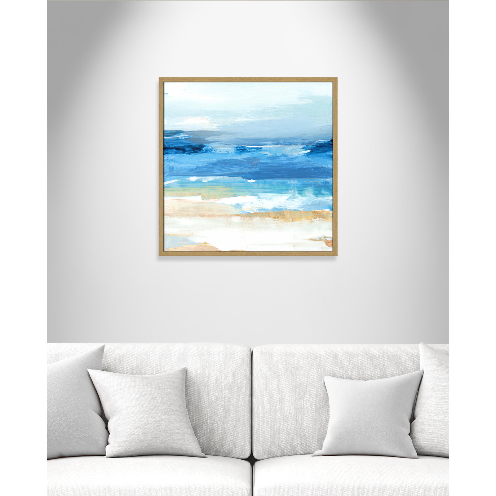 Surface Waves - Picture Frame Painting Print, 27.5" H x 27.5" W x 0.75" D, Natural Framed