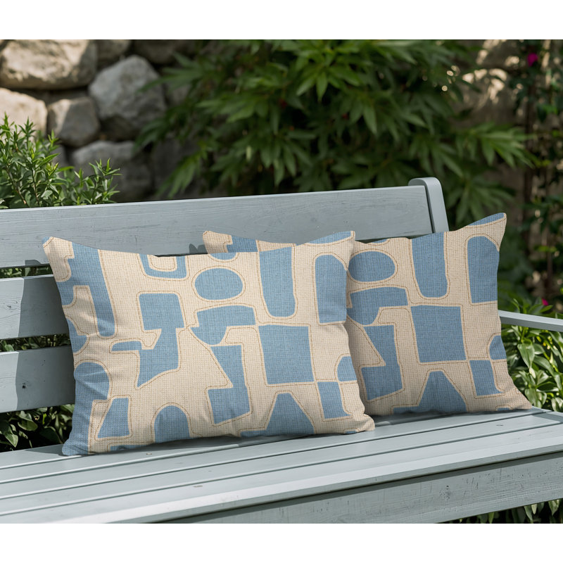 Coussin intérieur / extérieur réversible Jara, 25 x 18, Bleu