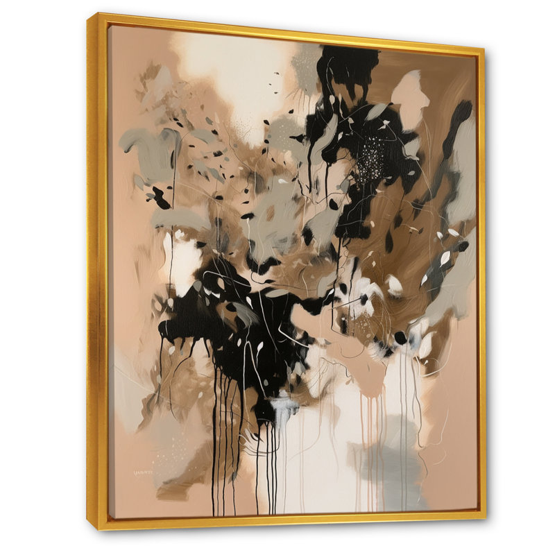 «Brown Colorful Symmetry I - Abstract», impressions d'art mural, H 40 po x l 30 po, Cadre flottant doré