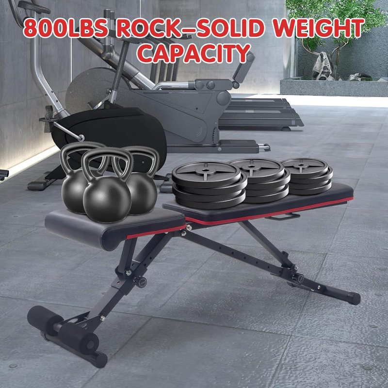Aptliton 1000LB Adjustable FID Weight Bench, Foldable Home Gym Bench, Orange, Black