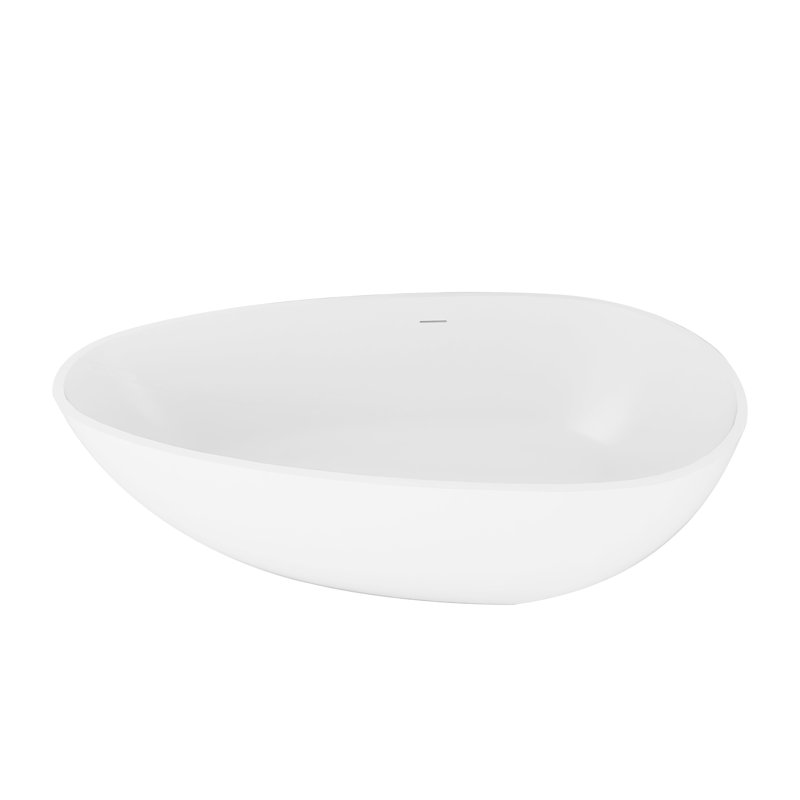 67" Freestanding Solid Surface Stone Resin Bathtub With Overflow