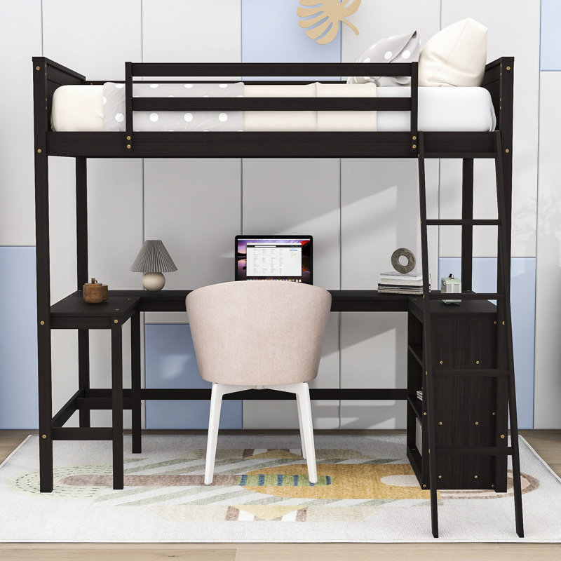 Elliah Kids Twin Loft Bed, Espresso