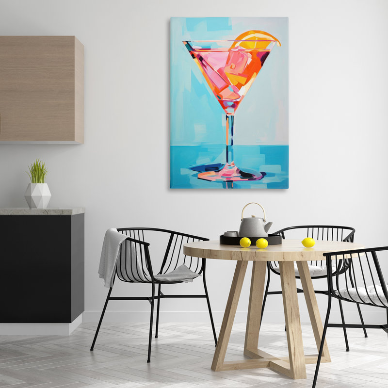 Art mural bleu sur toile Martini par LSR Design Studio, H 45 po x l 30 po