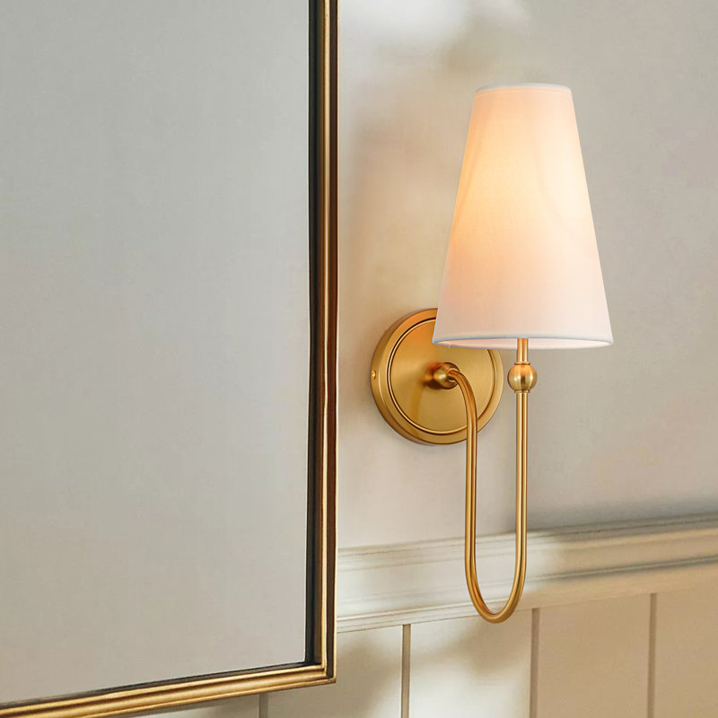 Lumi 1-Light U-Shaped Gooseneck  Armed Wall Sconce for Bedroom, Gold