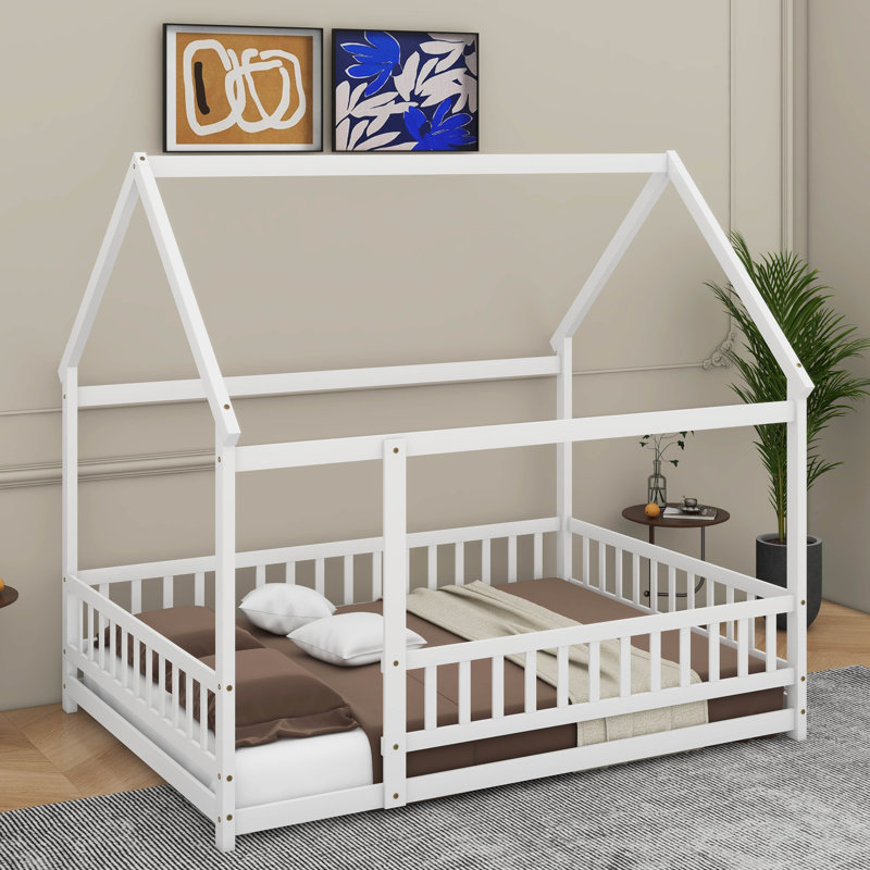 Lit en bois Asahn, Lit double, Blanc