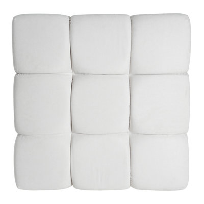Modern Upholstered Deep Biscuit-Style Tufted Ottoman,White Color