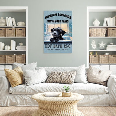 «Lanetta Dog Wash Your Paws Hot Bath on Canvas», impression