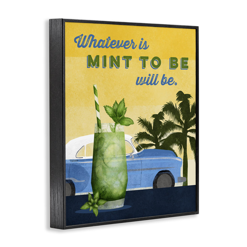«Mint To Be Cocktail», estampe numérique, conception de Brett Blumenthal, H 14 po x l 11 po, Giclée encadrée noir minuit