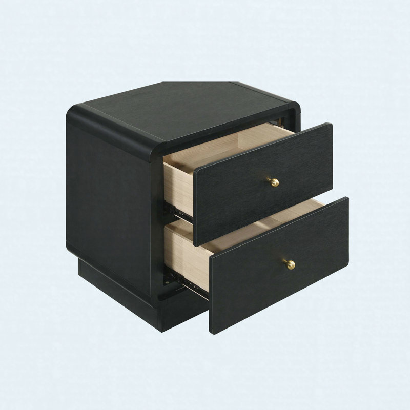 2-drawer Nightstand Bedside Table, Black