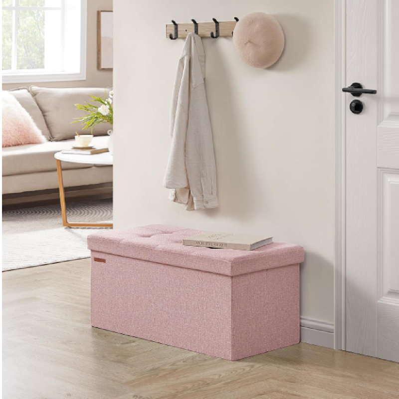 Russchelle 76cm Wide Rectangle Solid Colour Footstool Ottoman with Storage, Jelly Pink