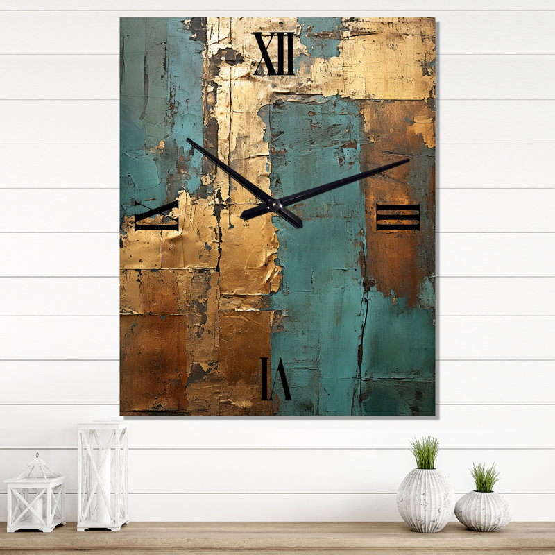 Horloge murale rétro Kintsugi, H 28 po x l 12 po x P 1 po