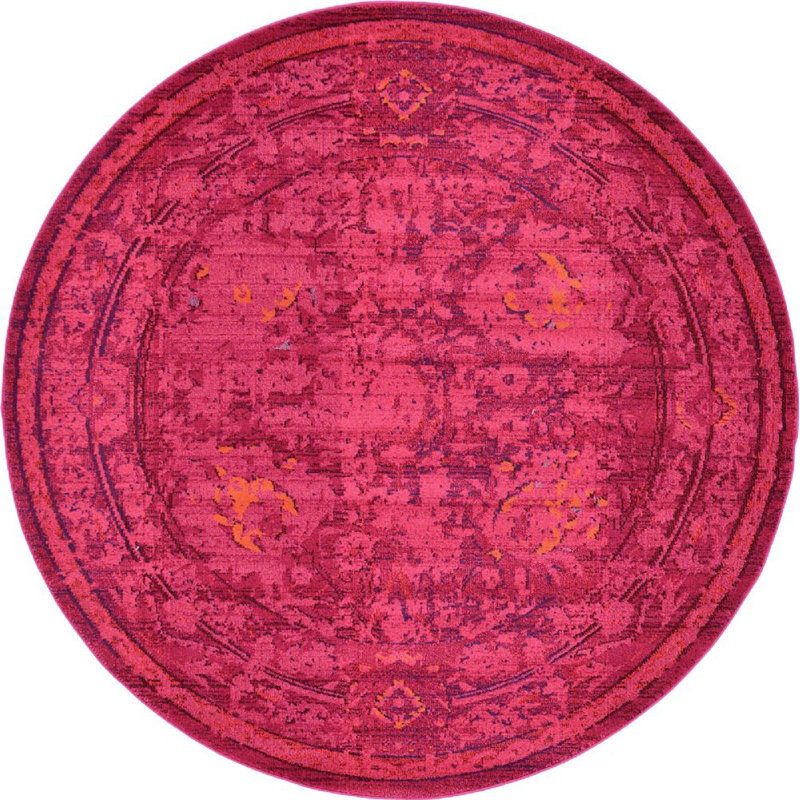 Tapis oriental rouge Nadene, Rond 6 pi 1 po