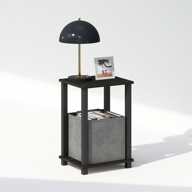 34.04cm W Plastic Bedside Table, Espresso, Black