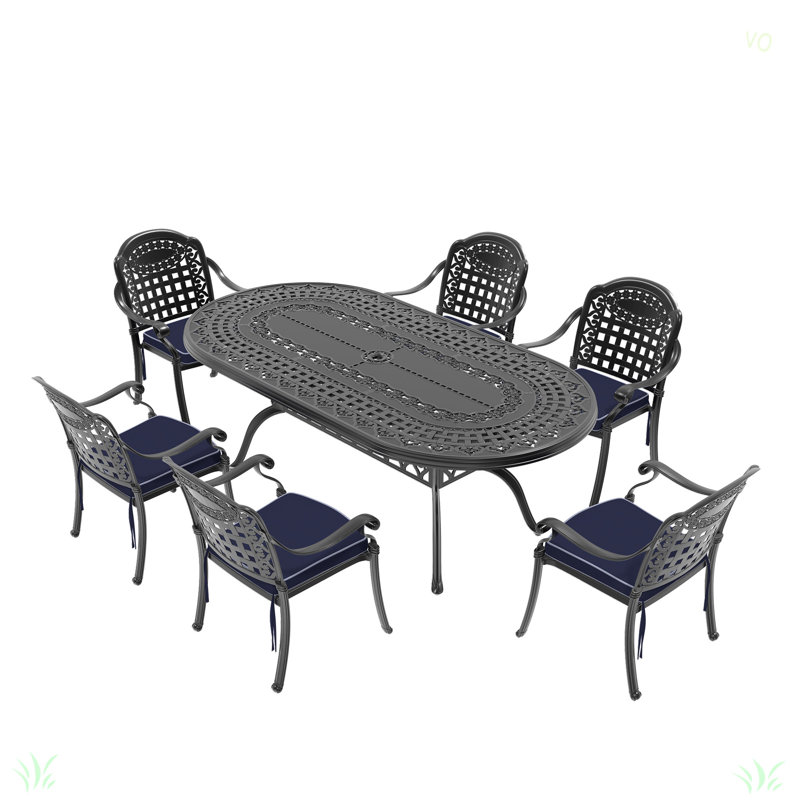 Ensemble de meubles de patio en aluminium coulé avec coussins