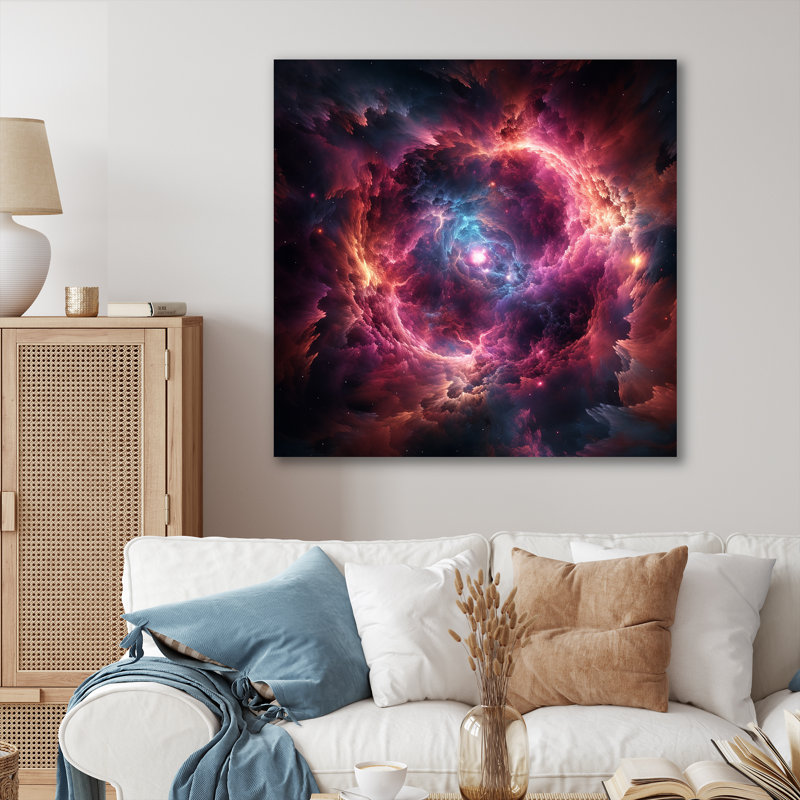 «Pink Galaxy Nebula Odyssey I», art mural Galaxies, H 30 po x l 30 po x P 1,5 po, Toile tendue