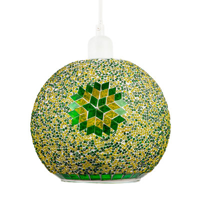 Green And Yellow Mosaic Glass Artisanal Pendant Ceiling Light Shade By 