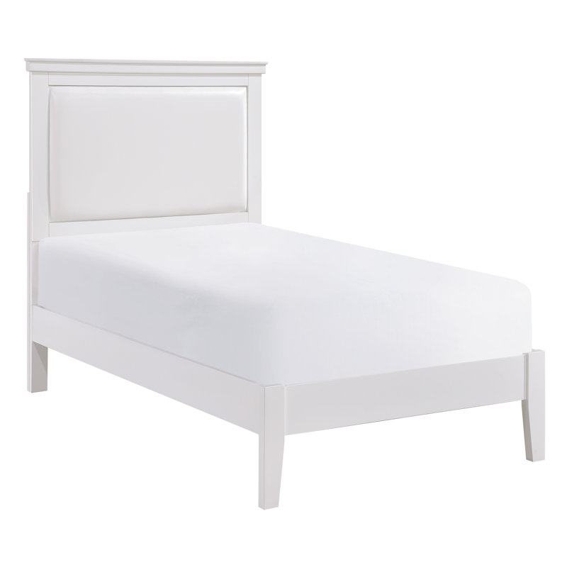 Mobilier de chambre classique et classique avec tête de lit tapissier et similicuir, Lit simple