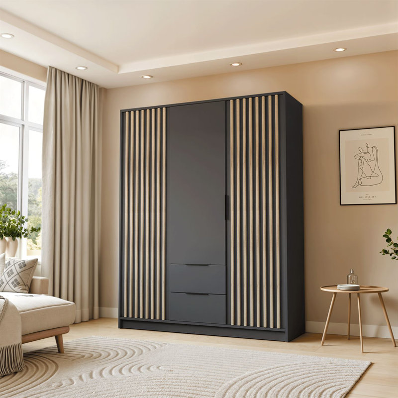 Pacursa 3 Door Manufactured Wood Wardrobe, Grey/Brown