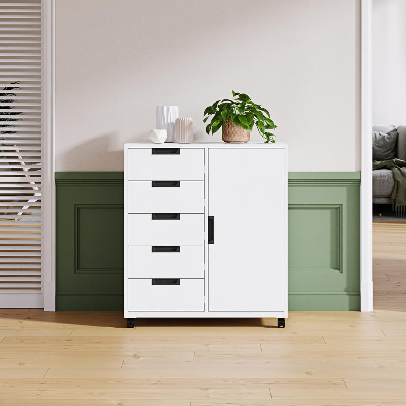 Armoire de rangement 5 tiroirs, Blanc