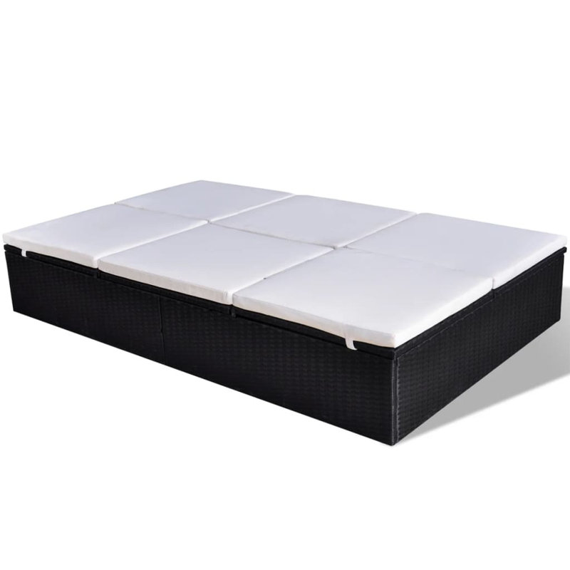 Chaise longue simple avec coussins 77,6 po., Noir, Blanc / Blanc