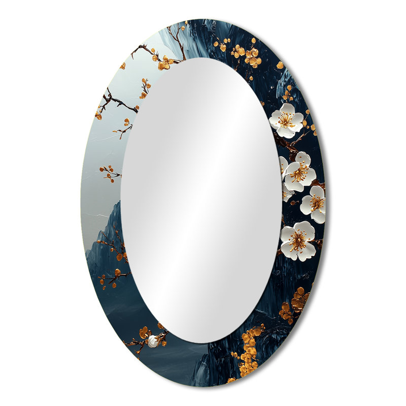 Miroir mural ovale bleu et bleu, 36 po x 24 po