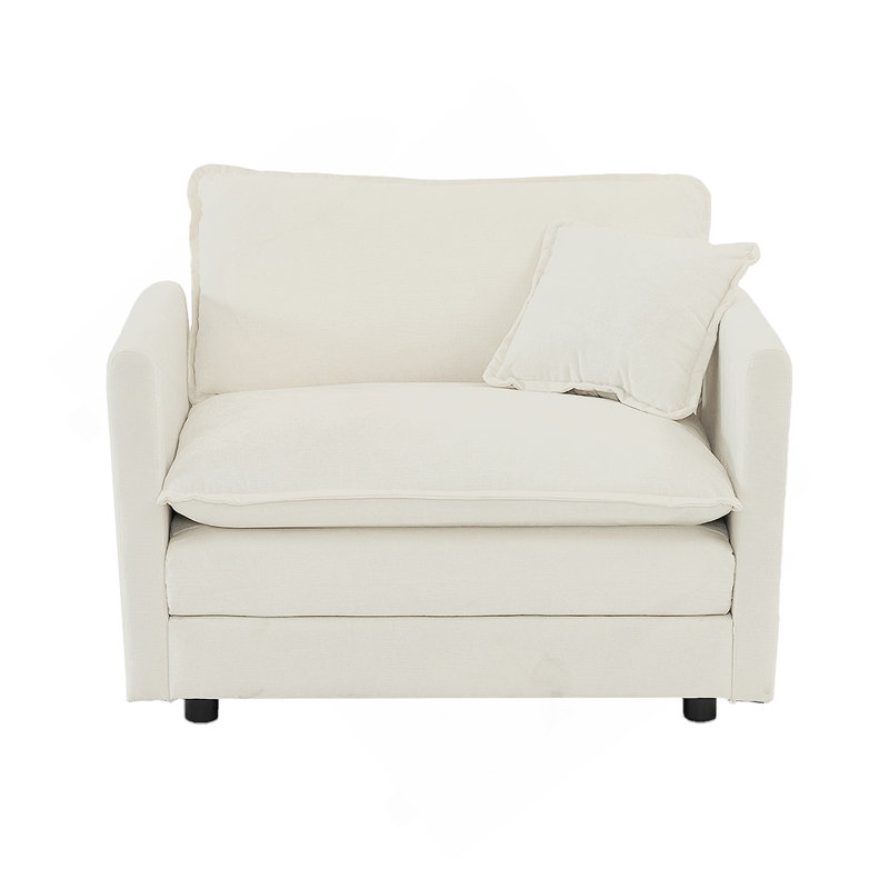 Fauteuil de lecture profond en tissu chenille, White