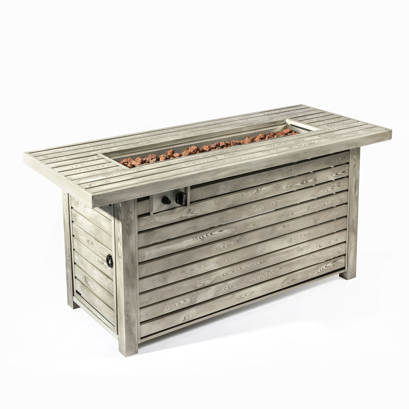 Table de foyer au propane avec allumage facile et surface de chauffage de 14 po de haut beige incluse