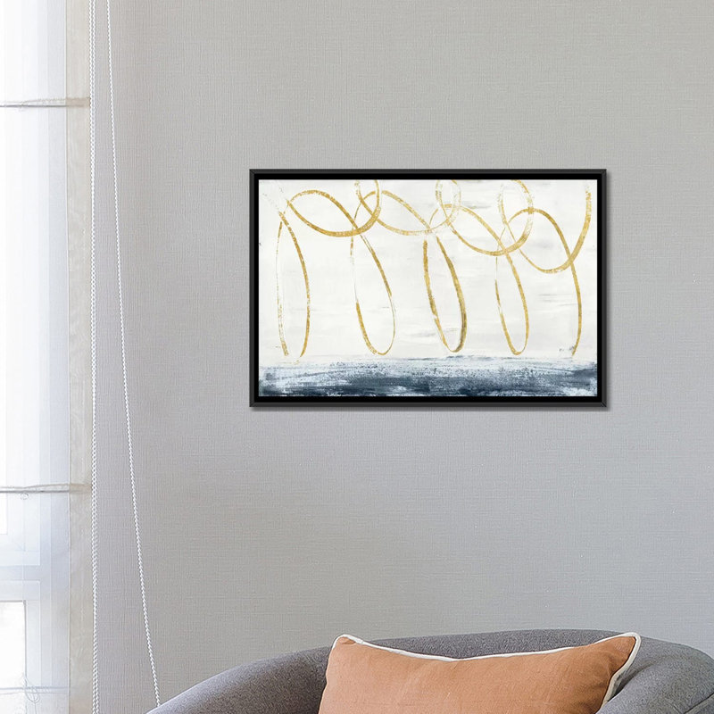 « city beach gold », impression sur toile, H 18 po x l 26 po x P 1,5 po, Toile encadrée noire, Pas de tapis