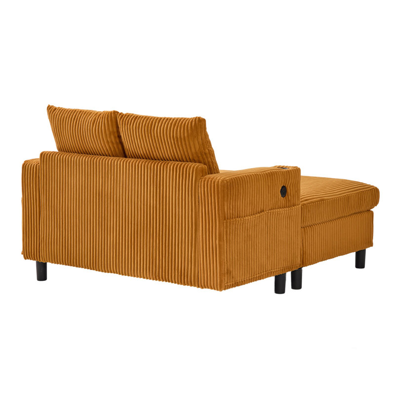 Chaise longue multifonctionnelle rembourrée, Jaune moutarde