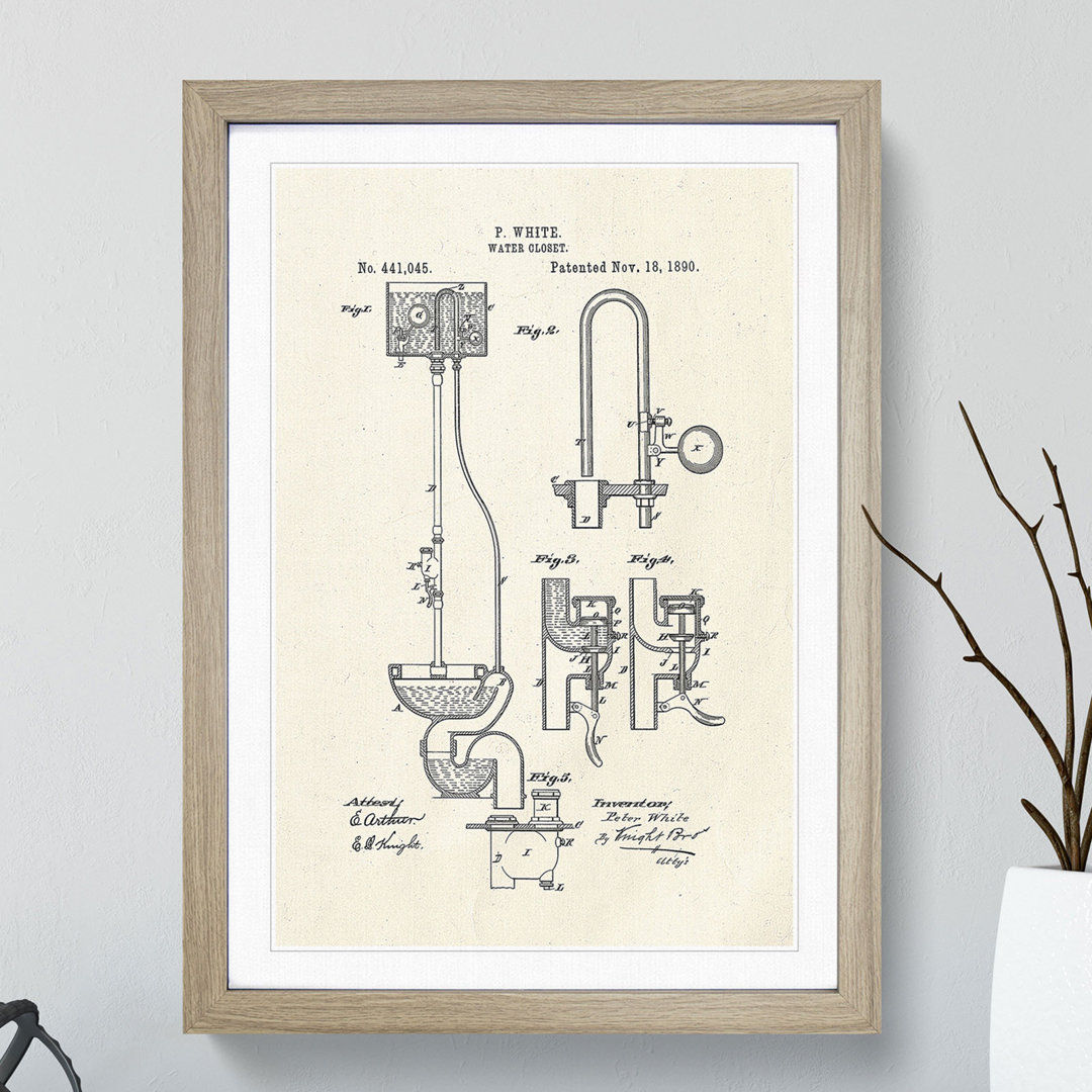 Toilet Water Closet Patent - Picture Frame Graphic Art