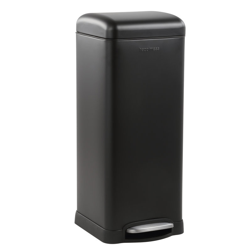 Betty Retro Steel Step On Trash Can, 8 Gallons, Black
