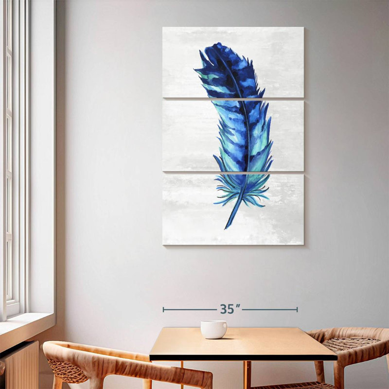 Plumes indigo Kerner I, H 65 po x l 42 po