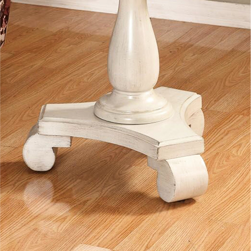 Table d'appoint à piédestal blanc - Fabrication en bois massif de 26 po Conception élégante et pratique
