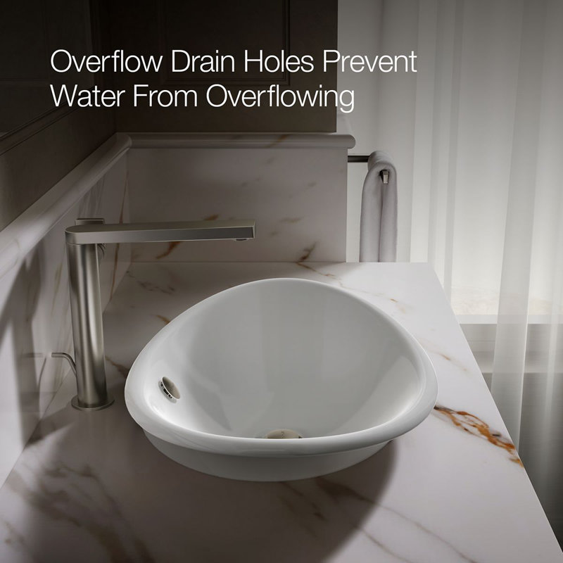 Iron Plains™ Metal Oval Vessel Bathroom Sink with Overflow, White