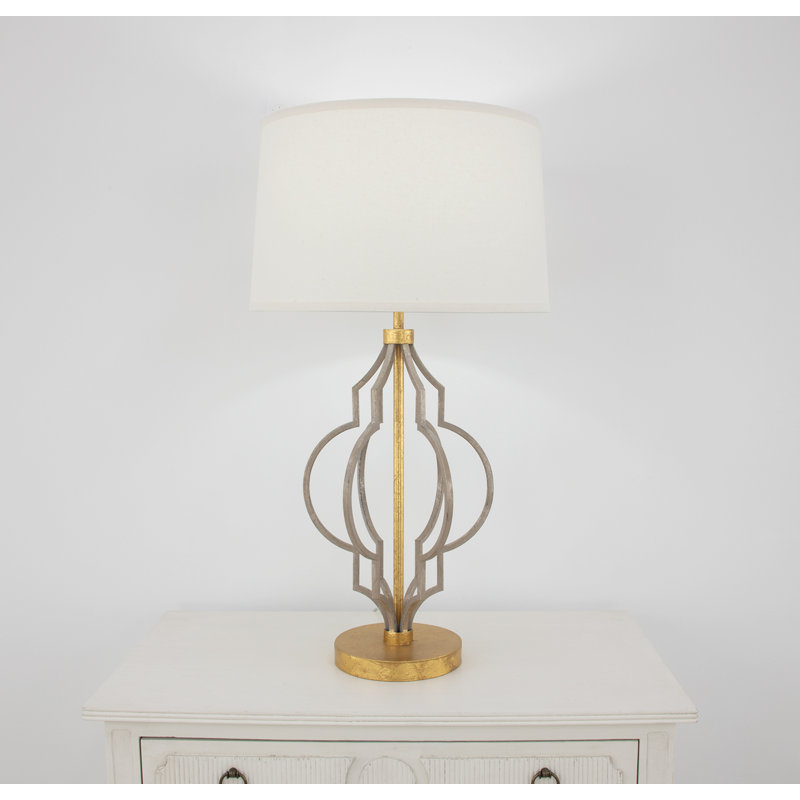 Luna Table Lamp, Champagne/Gold Leaf, White