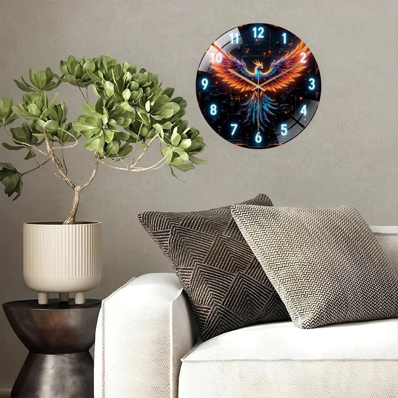Horloge murale Phoenix - horloge murale moderne en verre 12 po