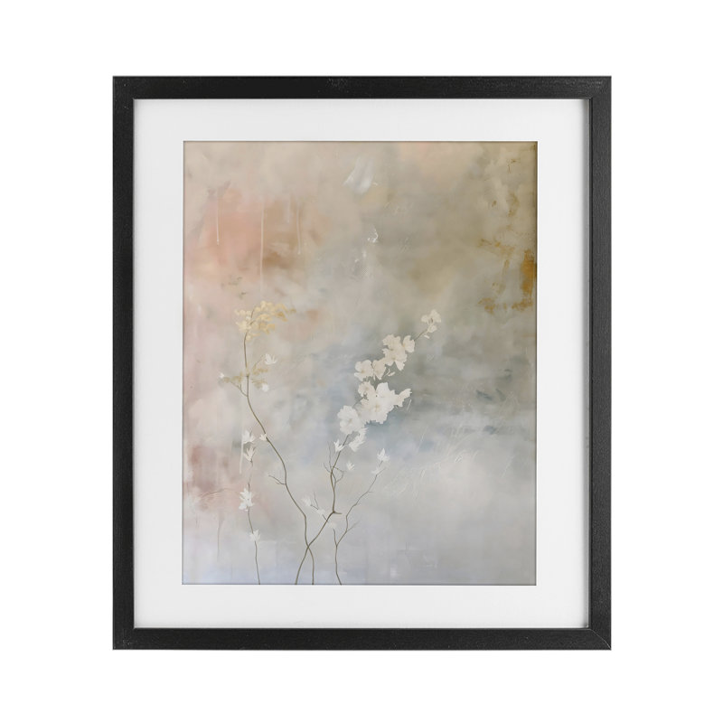 «Pastel Blossom», reproduction florale abstraite encadrée sous verre, design by Creative Studio, Cadre noir minuit