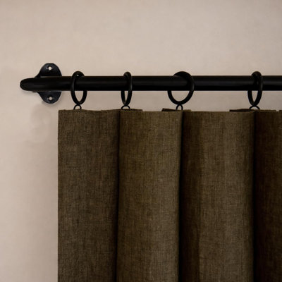  Deco Window Curtain Rod Extendable 18-44 Inch for Window Door Wrap Around Design Blackout Curved Rod Wall Mount Brackets Adjustable 19MM Diameter Black Matte