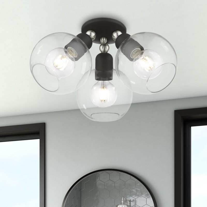 Plafonnier semi-encastré 3 lumières 16 cm Foulkes, Noir
