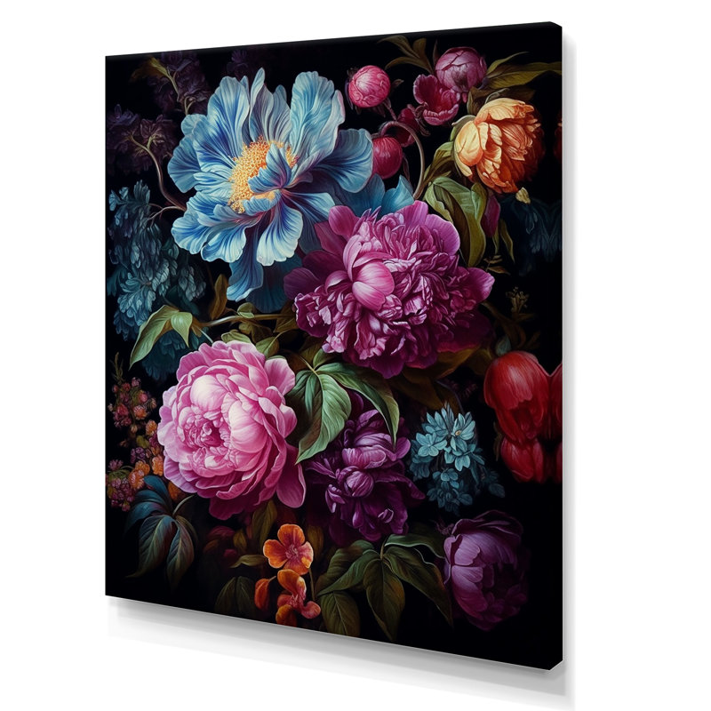 Jardin radieux des trésors de pivoines, Toile tendue, H 44 po x l 34 po x P 1,5 po