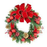 22" Holiday Wreath With Berries, Holly And A Bow
