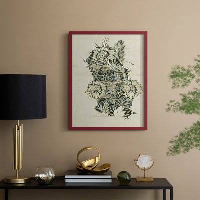 «Vintage Abstract Print CX», reproduction encadrée - bois massif