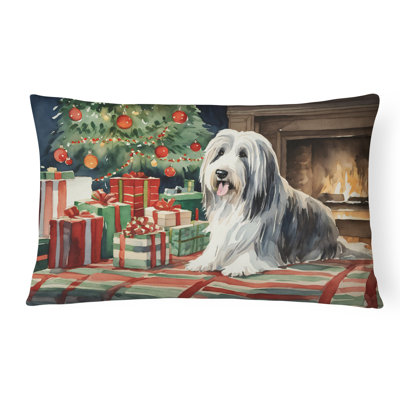 Bearded Collie Christmas Fabric Decorative Pillow
